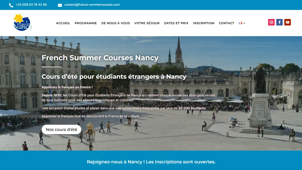 Site de cours d'été pour étudiants étrangers à Nancy