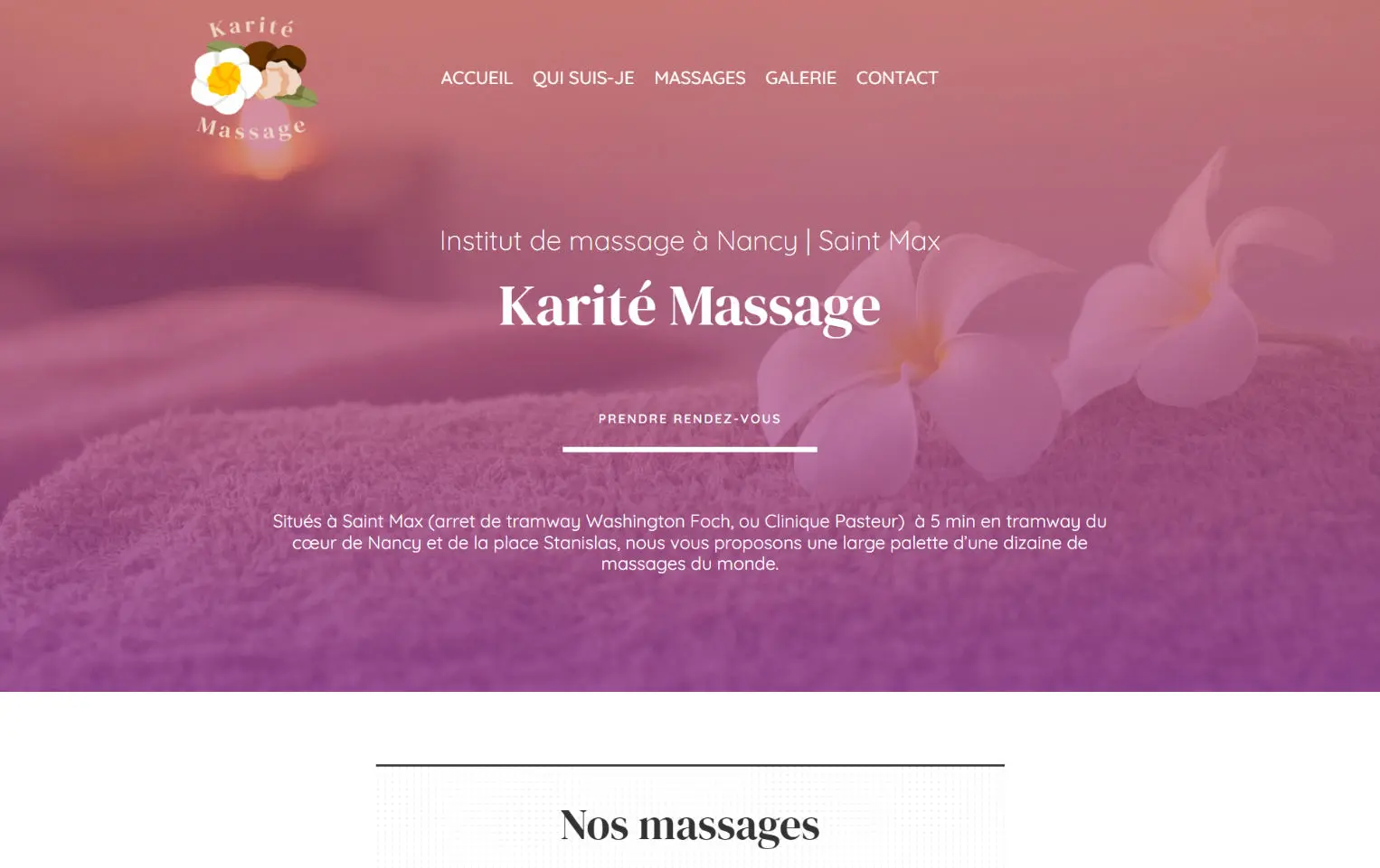 Site d'un cabinet de massages à Saint-Max